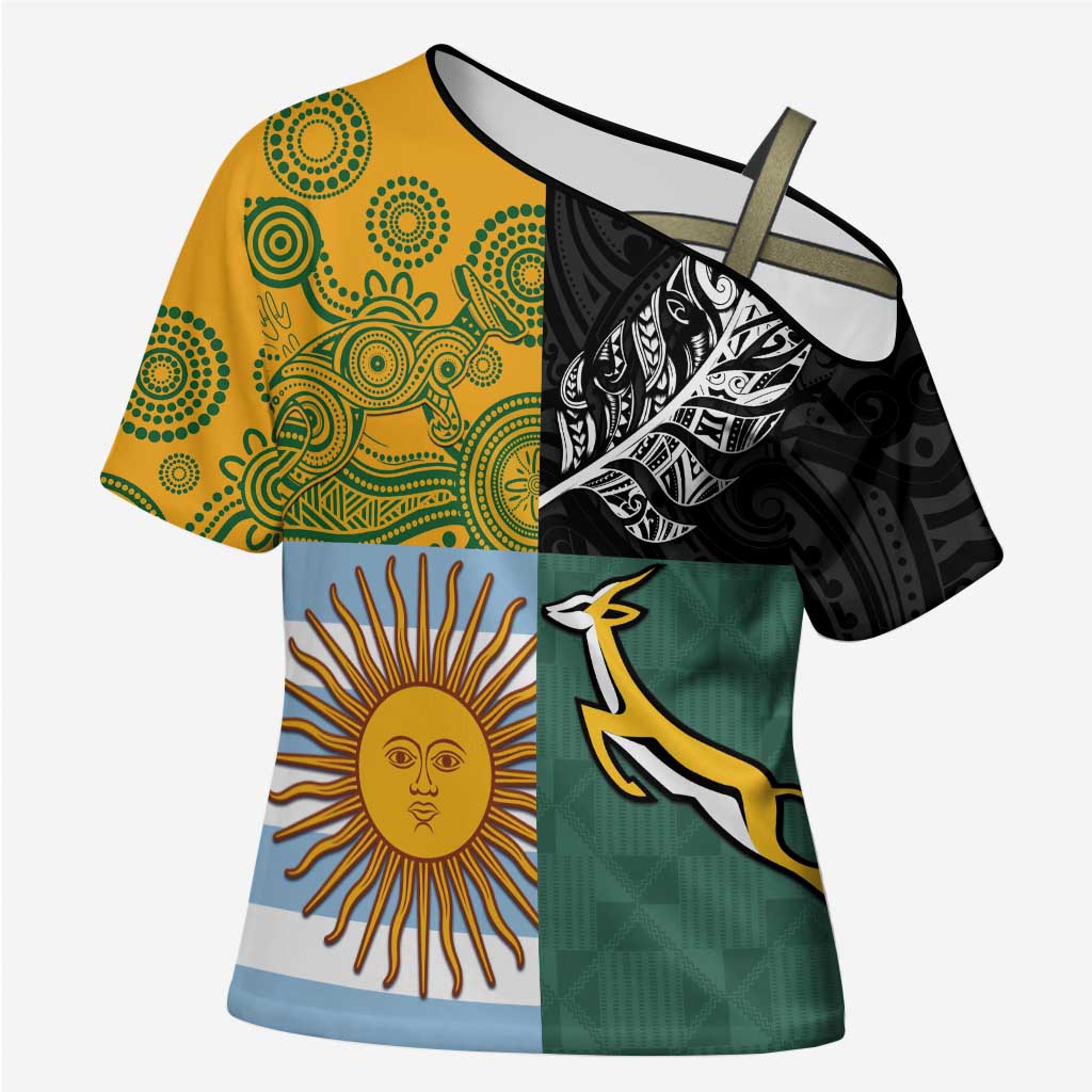 Personalised Rugby 2025 Championship Cross Shoulder Shirt Combination of Southern Hemisphere Countries - Wonder Print Shop