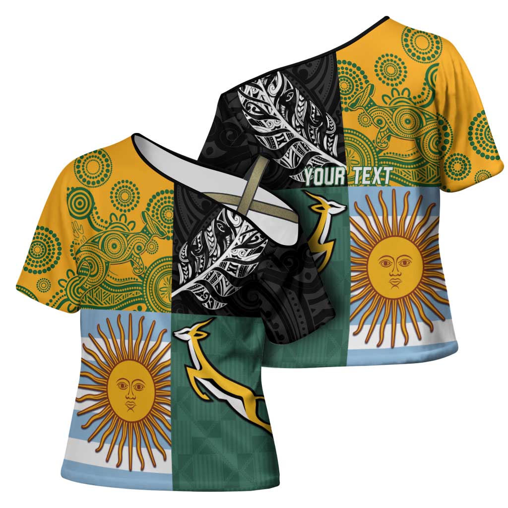 Personalised Rugby 2025 Championship Cross Shoulder Shirt Combination of Southern Hemisphere Countries - Wonder Print Shop