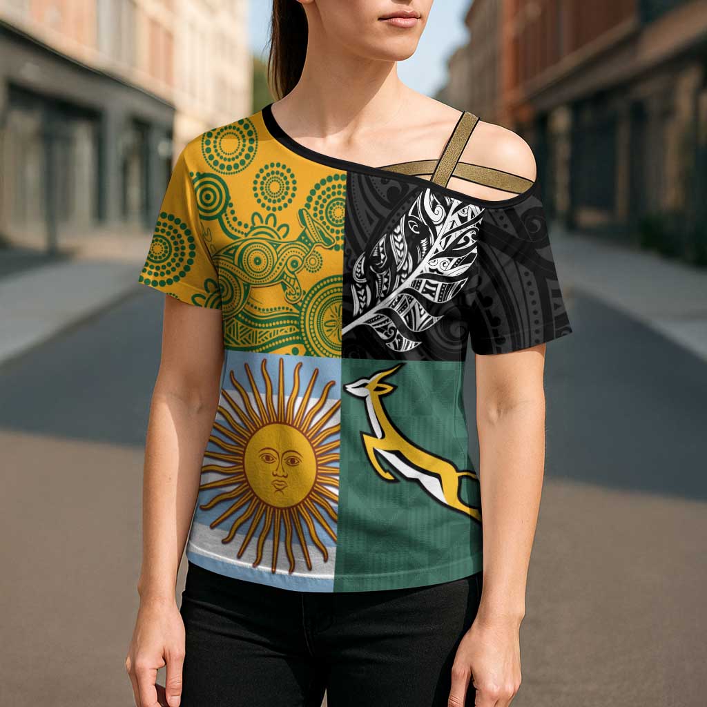 Personalised Rugby 2025 Championship Cross Shoulder Shirt Combination of Southern Hemisphere Countries - Wonder Print Shop