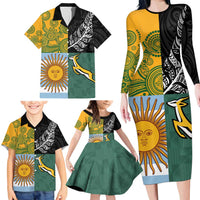 Personalised Rugby 2025 Championship Family Matching Long Sleeve Bodycon Dress and Hawaiian Shirt Combination of Southern Hemisphere Countries - Wonder Print Shop