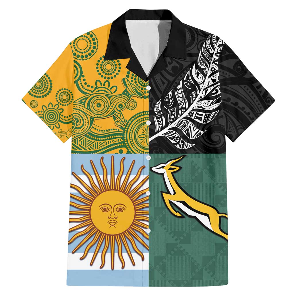 Personalised Rugby 2025 Championship Family Matching Mermaid Dress and Hawaiian Shirt Combination of Southern Hemisphere Countries - Wonder Print Shop