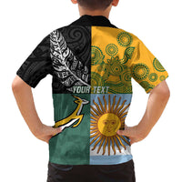 Personalised Rugby 2025 Championship Family Matching Off The Shoulder Long Sleeve Dress and Hawaiian Shirt Combination of Southern Hemisphere Countries - Wonder Print Shop