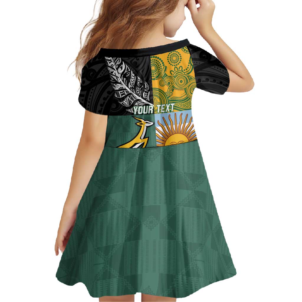 Personalised Rugby 2025 Championship Family Matching Off Shoulder Maxi Dress and Hawaiian Shirt Combination of Southern Hemisphere Countries - Wonder Print Shop