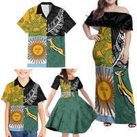 Personalised Rugby 2025 Championship Family Matching Off Shoulder Maxi Dress and Hawaiian Shirt Combination of Southern Hemisphere Countries - Wonder Print Shop