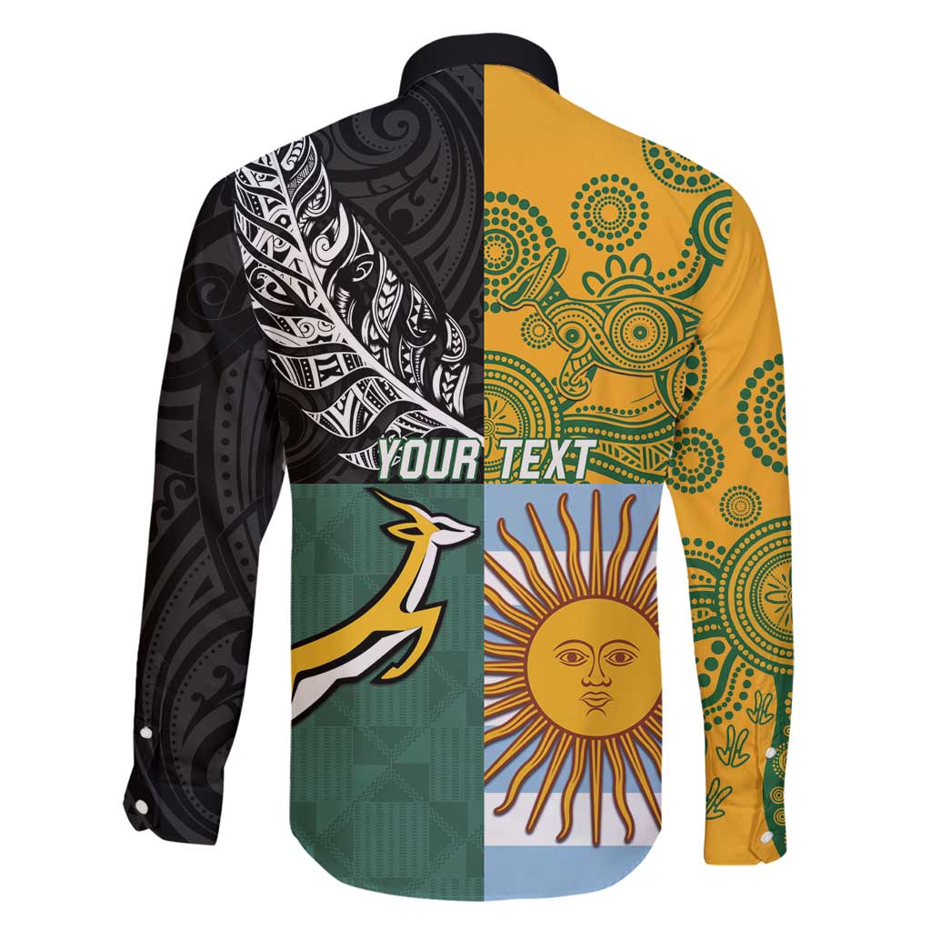 Personalised Rugby 2025 Championship Family Matching Off Shoulder Short Dress and Hawaiian Shirt Combination of Southern Hemisphere Countries - Wonder Print Shop