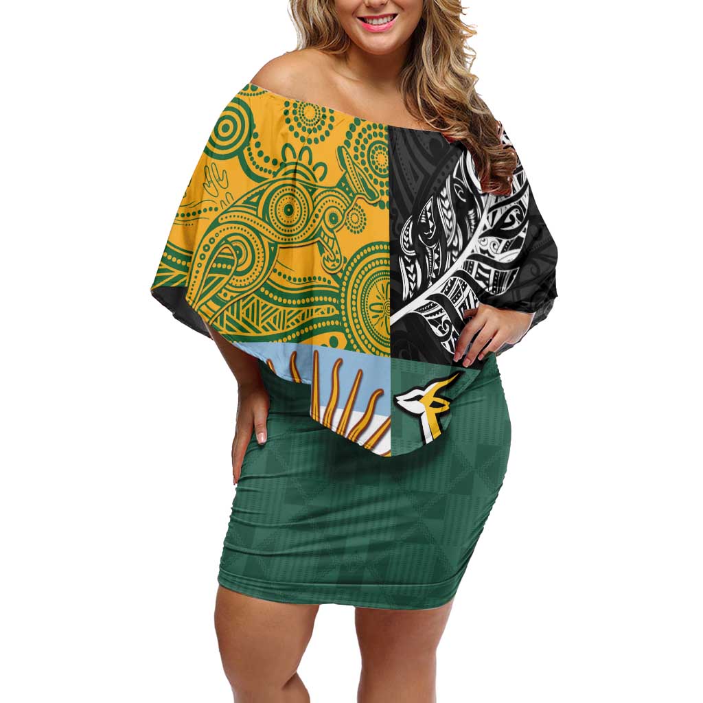 Personalised Rugby 2025 Championship Family Matching Off Shoulder Short Dress and Hawaiian Shirt Combination of Southern Hemisphere Countries - Wonder Print Shop