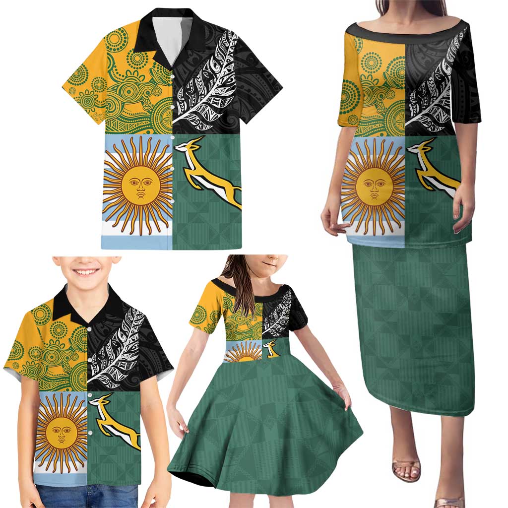 Personalised Rugby 2025 Championship Family Matching Puletasi and Hawaiian Shirt Combination of Southern Hemisphere Countries - Wonder Print Shop