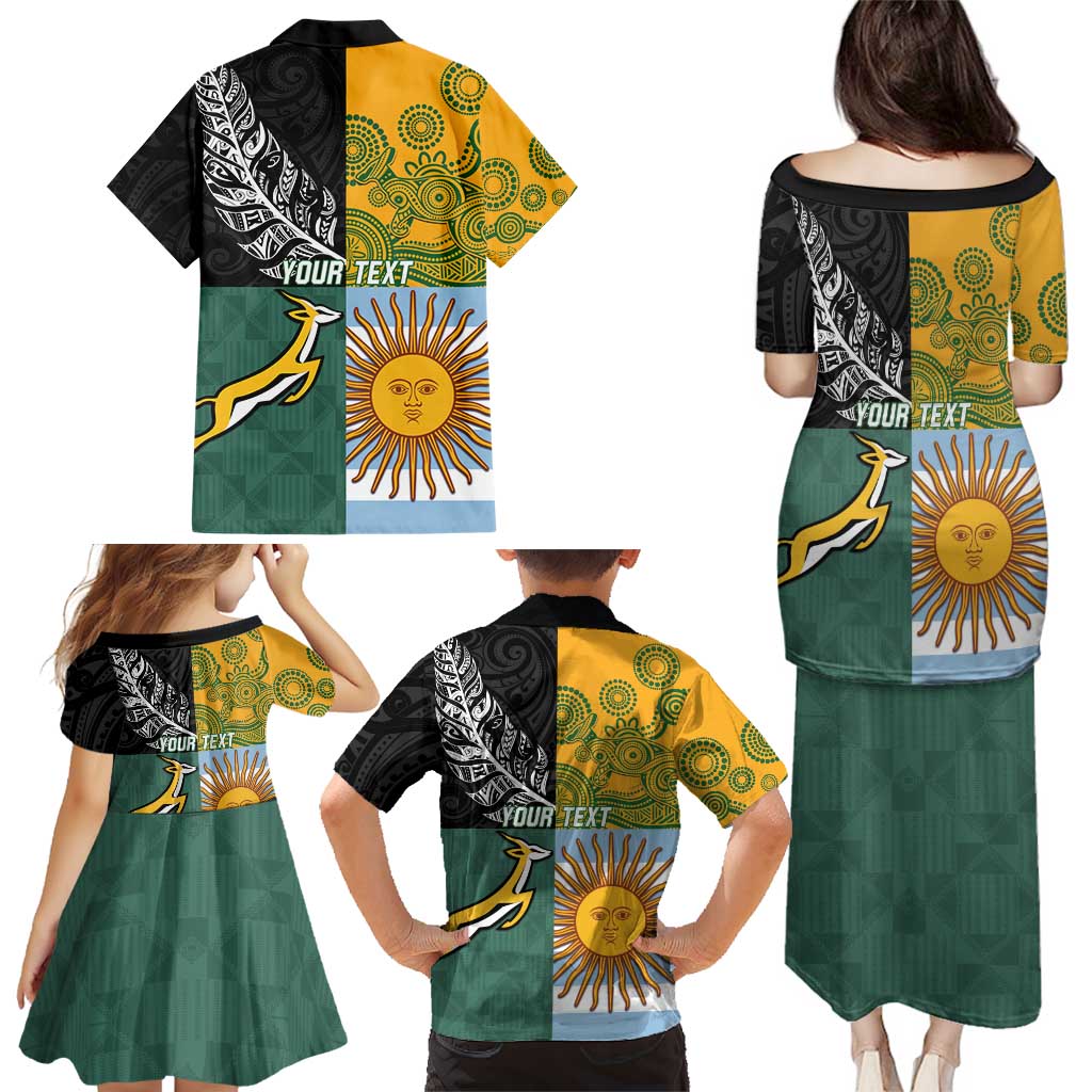 Personalised Rugby 2025 Championship Family Matching Puletasi and Hawaiian Shirt Combination of Southern Hemisphere Countries - Wonder Print Shop