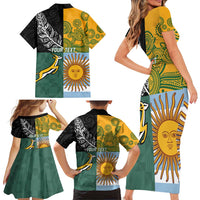 Personalised Rugby 2025 Championship Family Matching Short Sleeve Bodycon Dress and Hawaiian Shirt Combination of Southern Hemisphere Countries - Wonder Print Shop