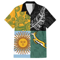 Personalised Rugby 2025 Championship Family Matching Short Sleeve Bodycon Dress and Hawaiian Shirt Combination of Southern Hemisphere Countries - Wonder Print Shop