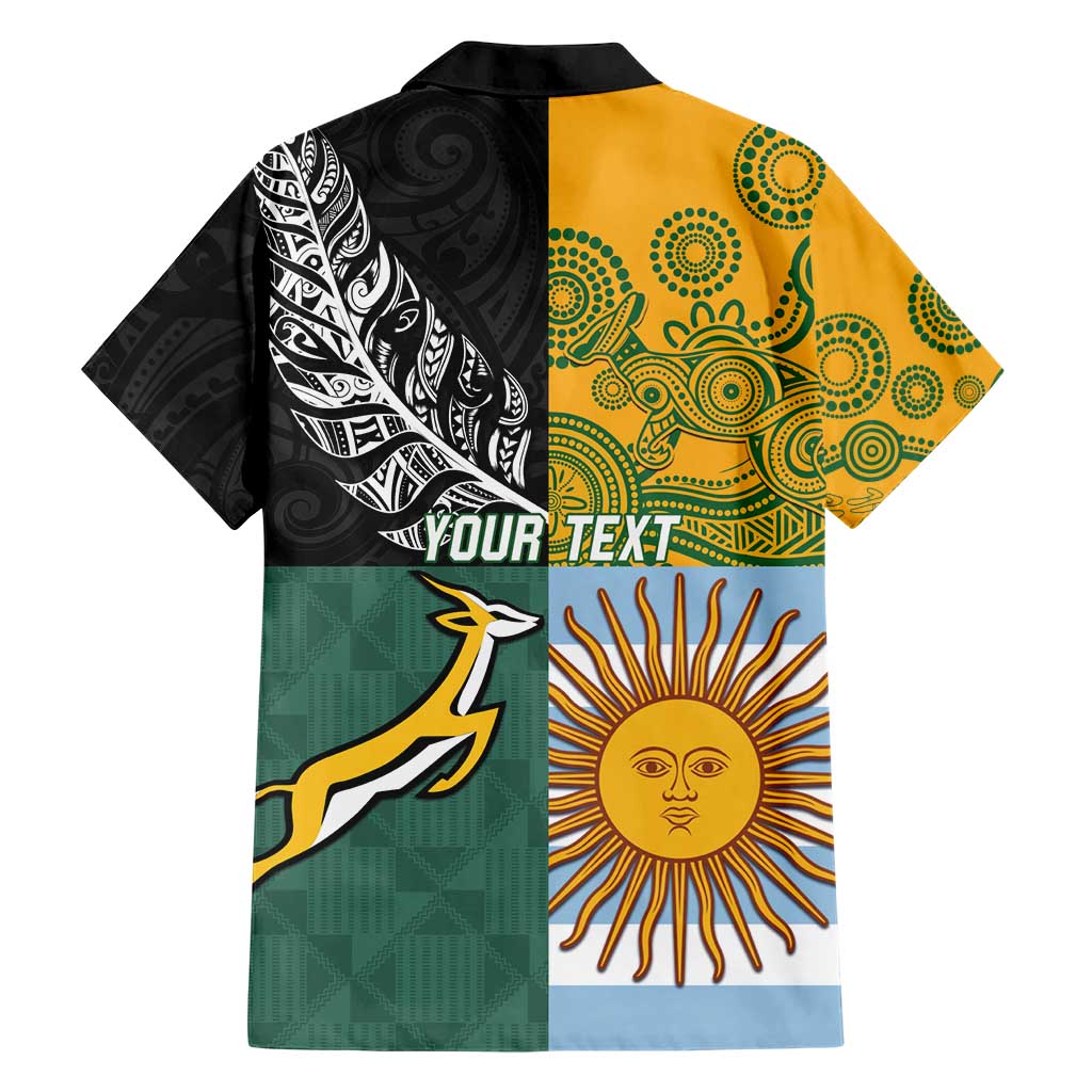 Personalised Rugby 2025 Championship Family Matching Short Sleeve Bodycon Dress and Hawaiian Shirt Combination of Southern Hemisphere Countries - Wonder Print Shop