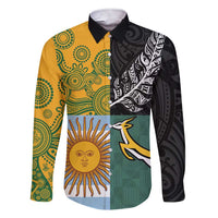 Personalised Rugby 2025 Championship Family Matching Short Sleeve Bodycon Dress and Hawaiian Shirt Combination of Southern Hemisphere Countries - Wonder Print Shop