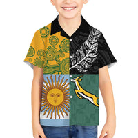 Personalised Rugby 2025 Championship Family Matching Short Sleeve Bodycon Dress and Hawaiian Shirt Combination of Southern Hemisphere Countries - Wonder Print Shop