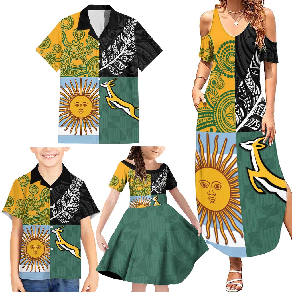 Personalised Rugby 2025 Championship Family Matching Summer Maxi Dress and Hawaiian Shirt Combination of Southern Hemisphere Countries - Wonder Print Shop