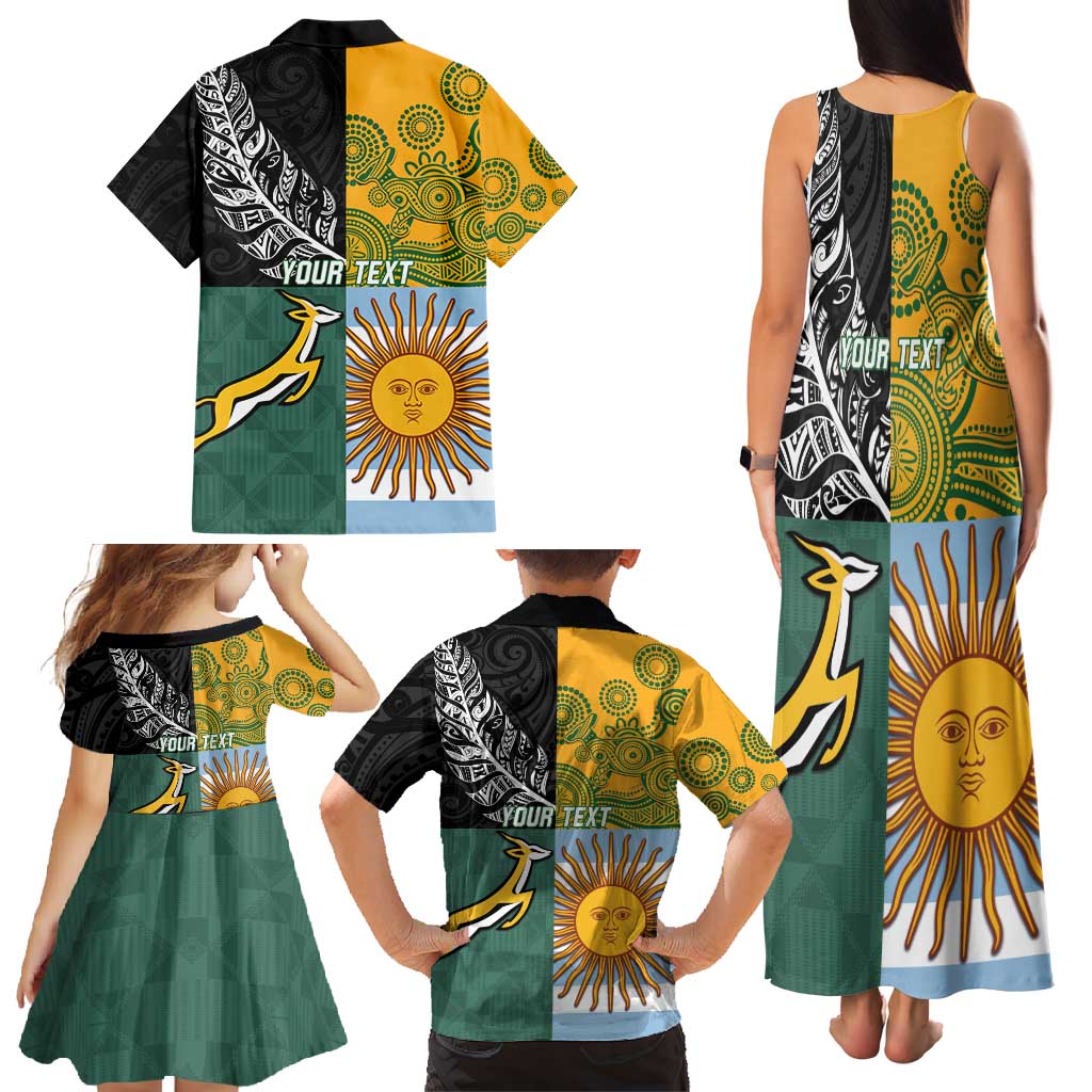 Personalised Rugby 2025 Championship Family Matching Tank Maxi Dress and Hawaiian Shirt Combination of Southern Hemisphere Countries - Wonder Print Shop