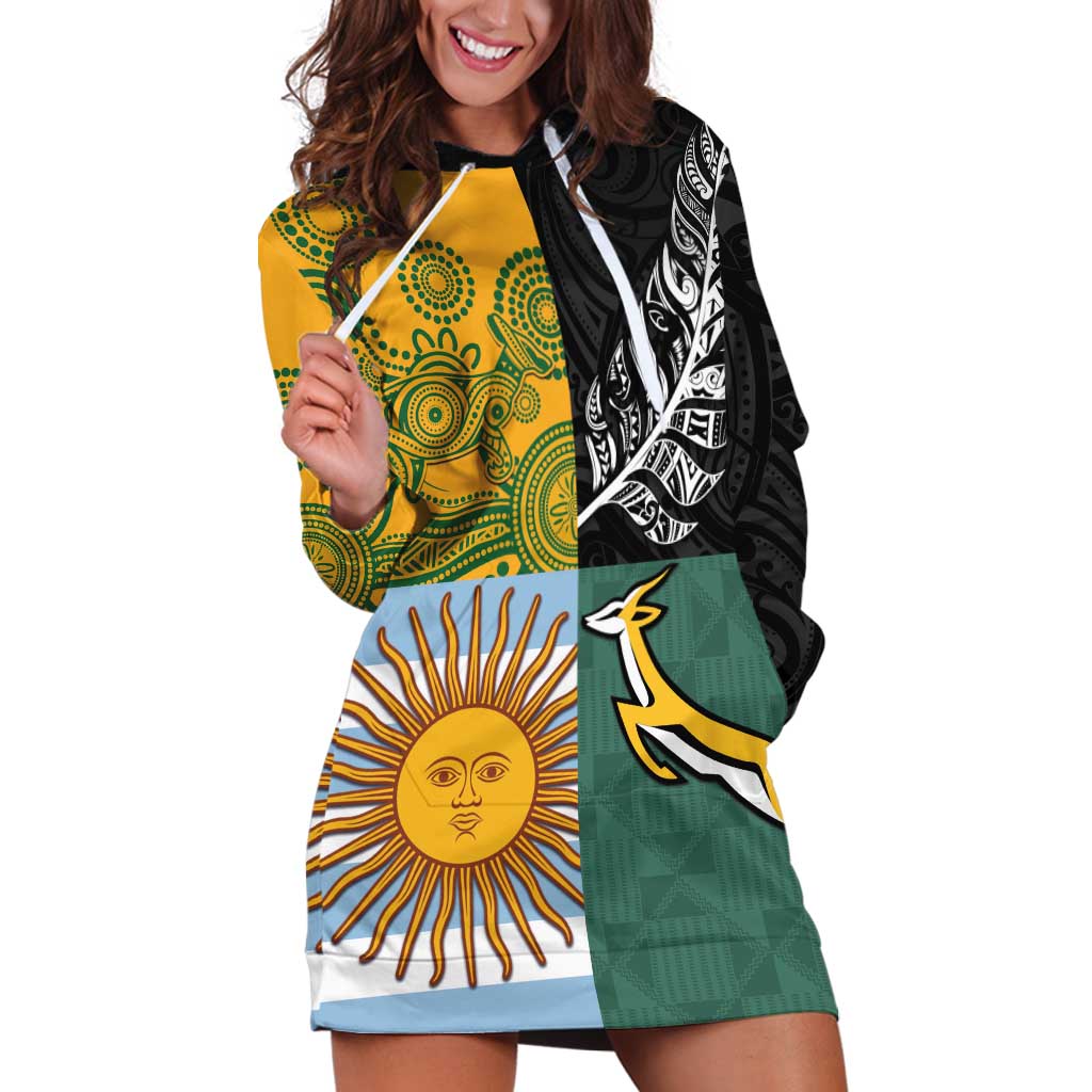 Personalised Rugby 2025 Championship Hoodie Dress Combination of Southern Hemisphere Countries - Wonder Print Shop