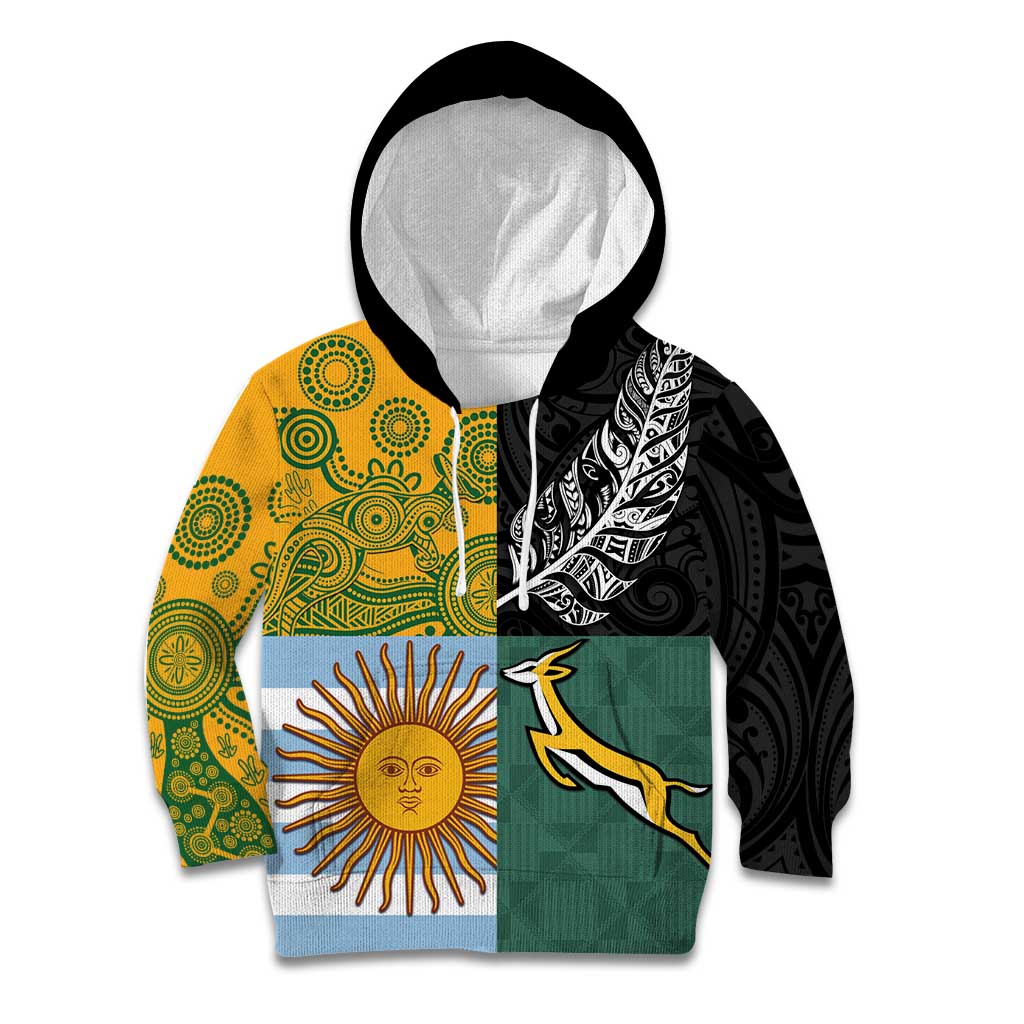 Personalised Rugby 2025 Championship Kid Hoodie Combination of Southern Hemisphere Countries - Wonder Print Shop