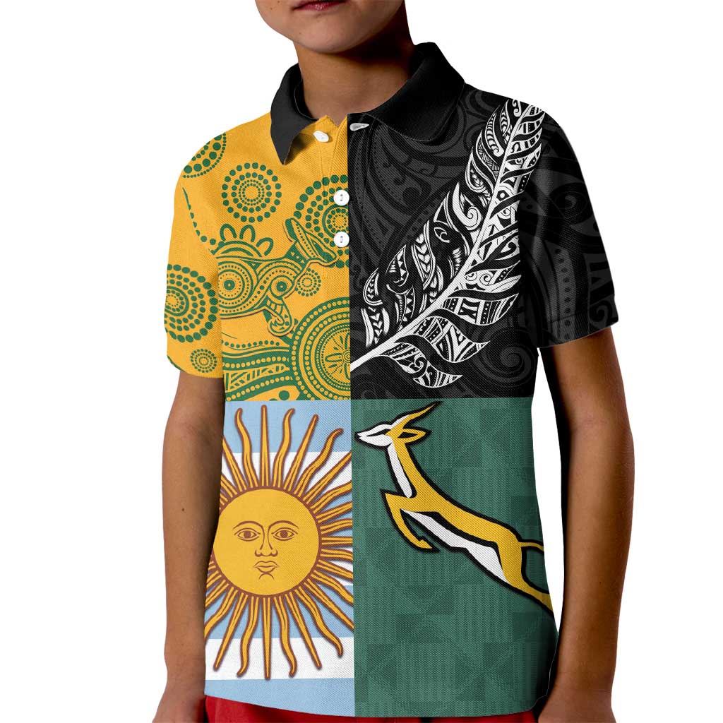 Personalised Rugby 2025 Championship Kid Polo Shirt Combination of Southern Hemisphere Countries - Wonder Print Shop