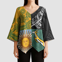 Personalised Rugby 2025 Championship Kimono Sleeve Blouse Combination of Southern Hemisphere Countries - Wonder Print Shop