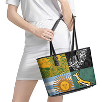 Rugby 2025 Championship Leather Tote Bag Combination of Southern Hemisphere Countries - Wonder Print Shop