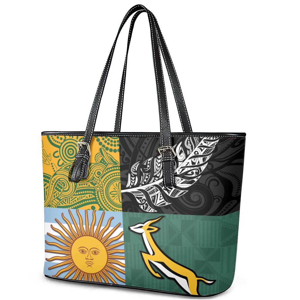 Rugby 2025 Championship Leather Tote Bag Combination of Southern Hemisphere Countries - Wonder Print Shop