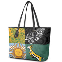 Rugby 2025 Championship Leather Tote Bag Combination of Southern Hemisphere Countries - Wonder Print Shop