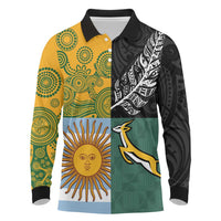 Personalised Rugby 2025 Championship Long Sleeve Polo Shirt Combination of Southern Hemisphere Countries - Wonder Print Shop