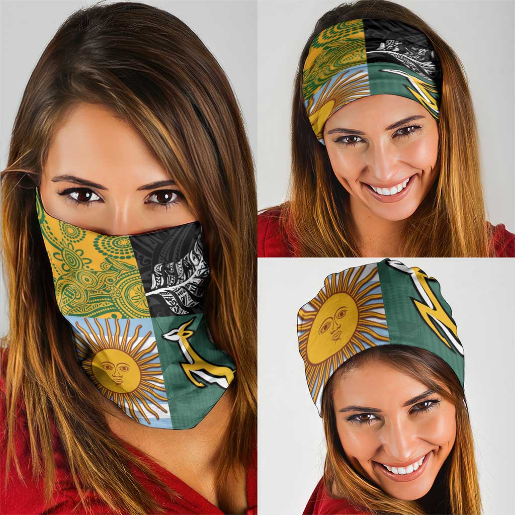 Rugby 2025 Championship Neck Gaiter Combination of Southern Hemisphere Countries - Wonder Print Shop