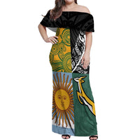 Personalised Rugby 2025 Championship Off Shoulder Maxi Dress Combination of Southern Hemisphere Countries - Wonder Print Shop