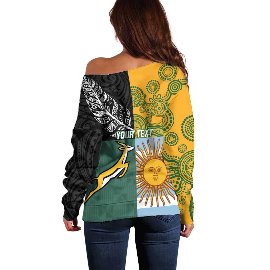 Personalised Rugby 2025 Championship Off Shoulder Sweater Combination of Southern Hemisphere Countries - Wonder Print Shop
