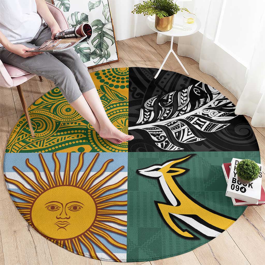 Rugby 2025 Championship Round Carpet Combination of Southern Hemisphere Countries - Wonder Print Shop