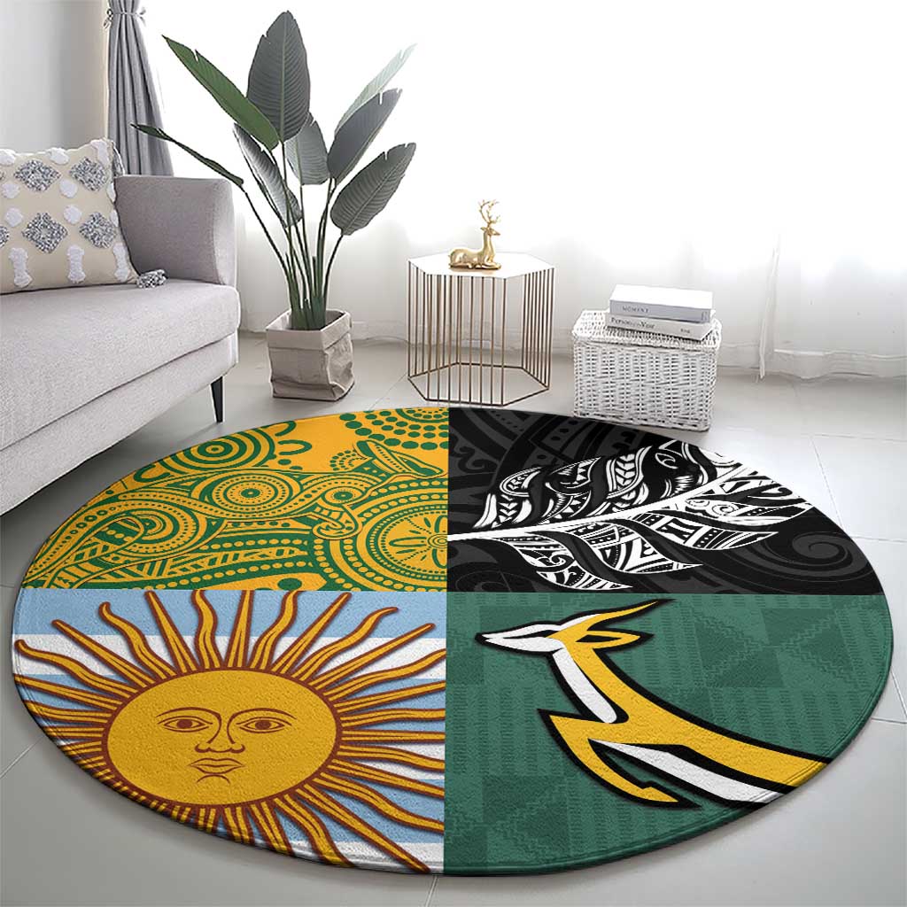 Rugby 2025 Championship Round Carpet Combination of Southern Hemisphere Countries - Wonder Print Shop