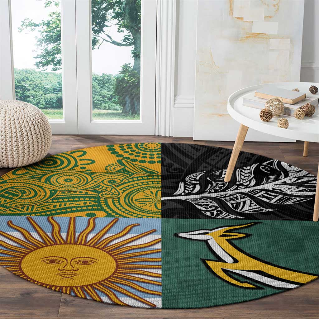 Rugby 2025 Championship Round Carpet Combination of Southern Hemisphere Countries - Wonder Print Shop