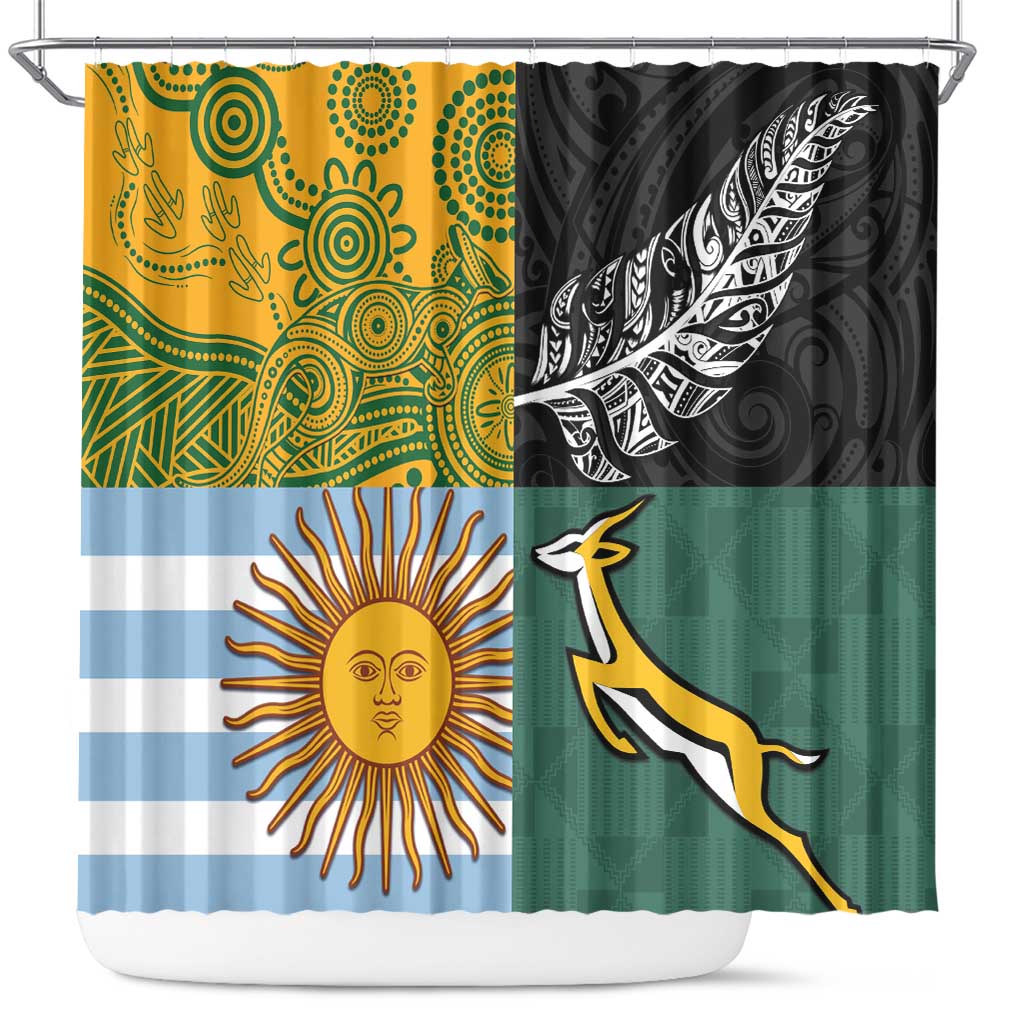 Rugby 2025 Championship Shower Curtain Combination of Southern Hemisphere Countries - Wonder Print Shop
