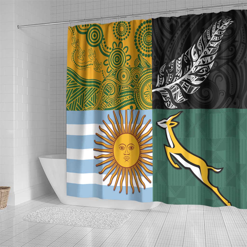 Rugby 2025 Championship Shower Curtain Combination of Southern Hemisphere Countries - Wonder Print Shop