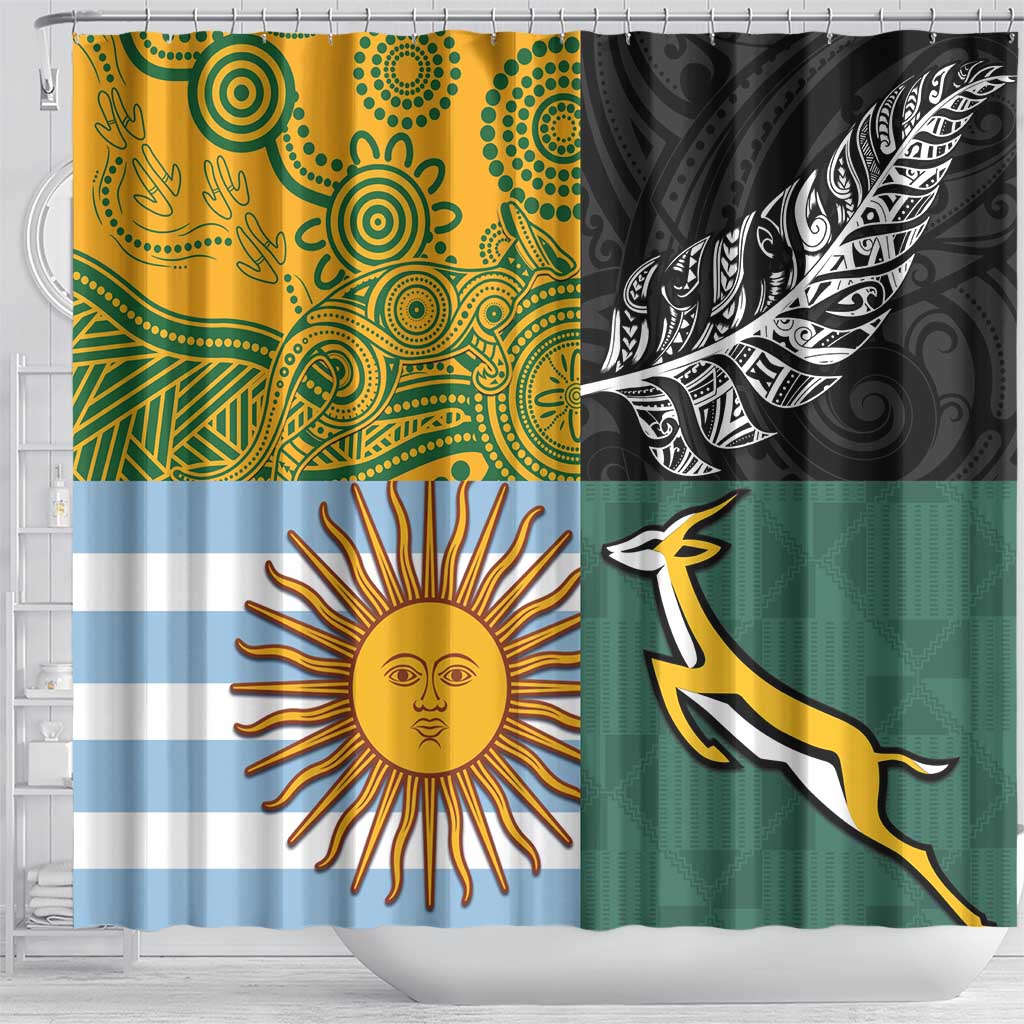 Rugby 2025 Championship Shower Curtain Combination of Southern Hemisphere Countries - Wonder Print Shop