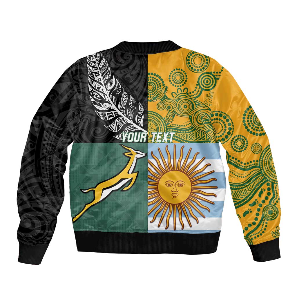 Personalised Rugby 2025 Championship Sleeve Zip Bomber Jacket Combination of Southern Hemisphere Countries - Wonder Print Shop