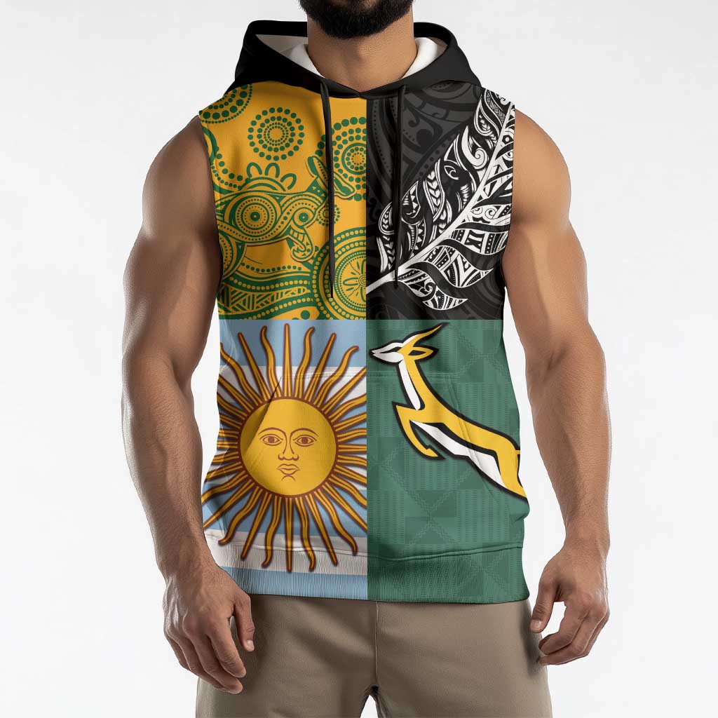 Personalised Rugby 2025 Championship Sleeveless Hoodie Combination of Southern Hemisphere Countries - Wonder Print Shop