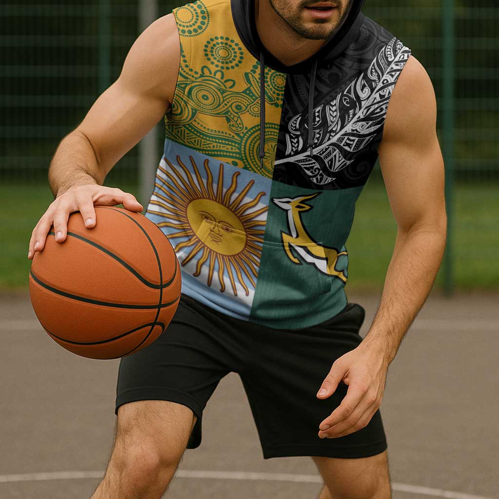 Personalised Rugby 2025 Championship Sleeveless Hoodie Combination of Southern Hemisphere Countries - Wonder Print Shop
