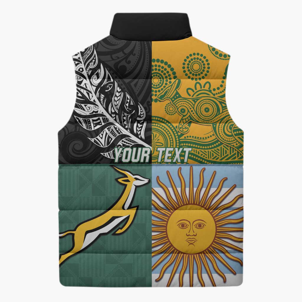 Personalised Rugby 2025 Championship Sleeveless Puffer Jacket Combination of Southern Hemisphere Countries - Wonder Print Shop