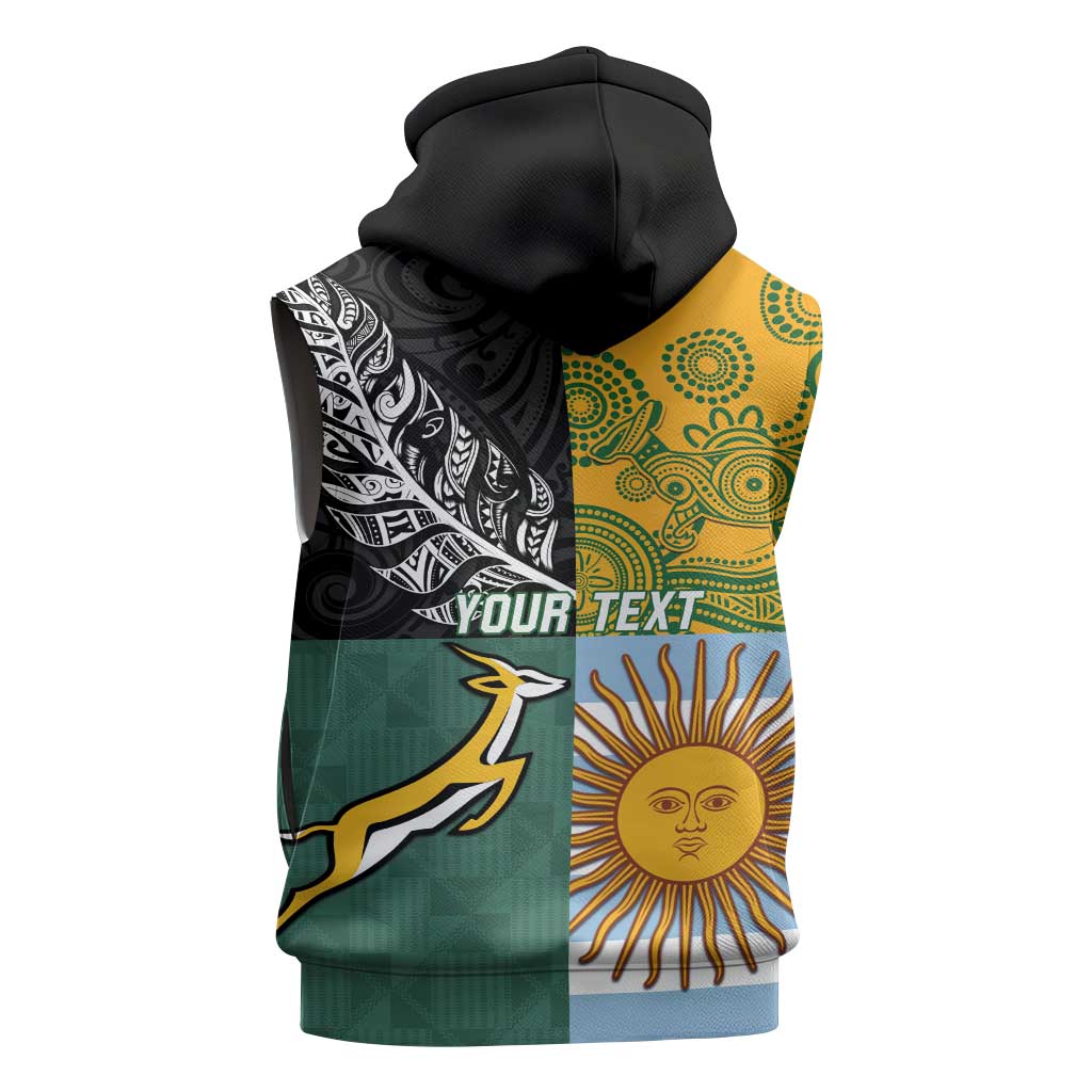 Personalised Rugby 2025 Championship Sleeveless Zip Hoodie Combination of Southern Hemisphere Countries - Wonder Print Shop