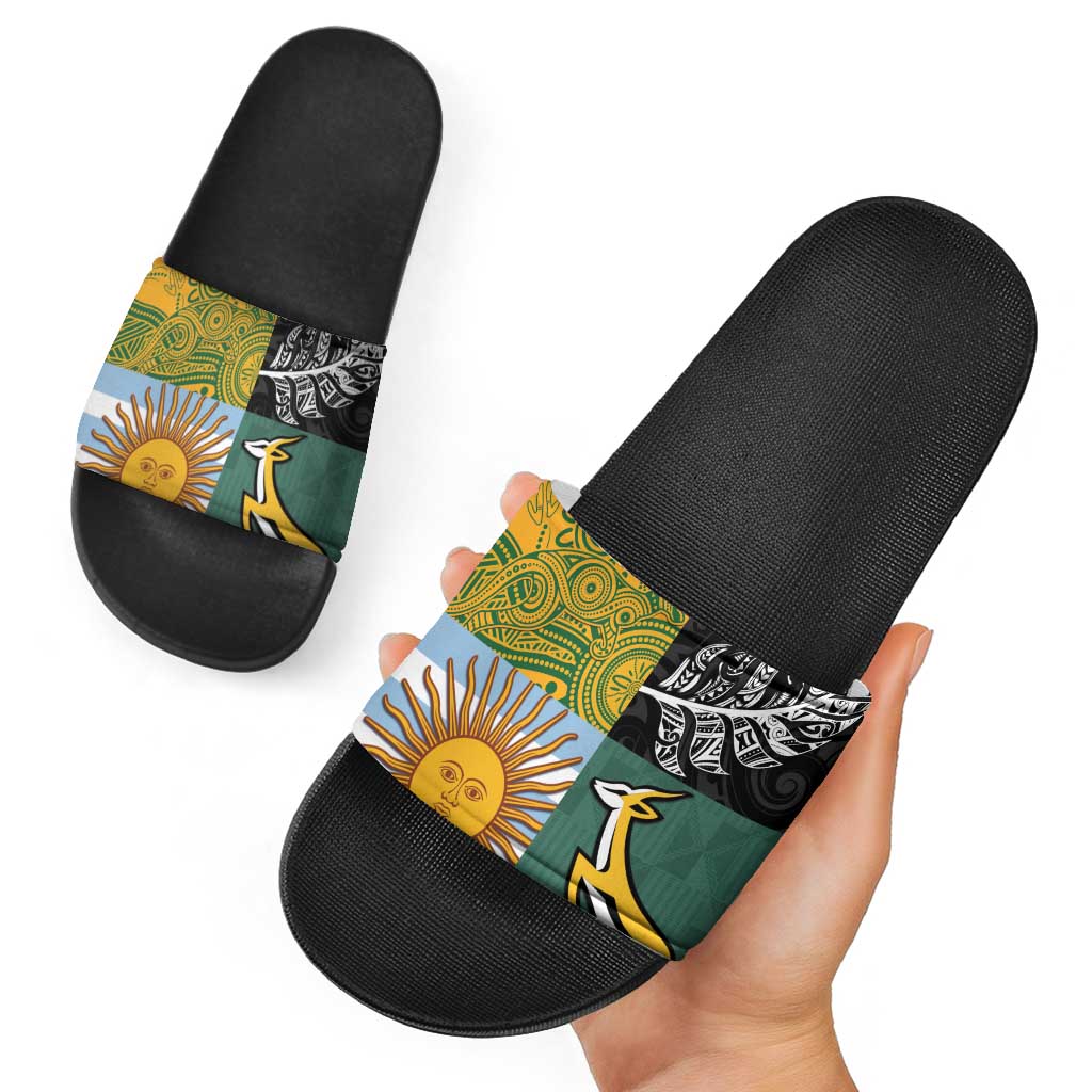 Rugby 2025 Championship Slide Sandals Combination of Southern Hemisphere Countries - Wonder Print Shop