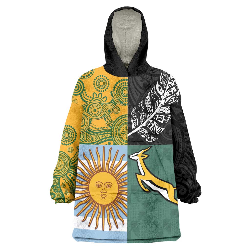 Personalised Rugby 2025 Championship Wearable Blanket Hoodie Combination of Southern Hemisphere Countries - Wonder Print Shop