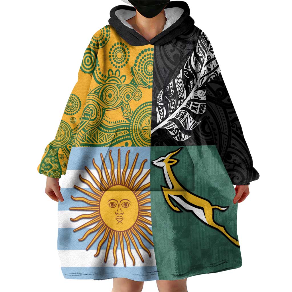 Personalised Rugby 2025 Championship Wearable Blanket Hoodie Combination of Southern Hemisphere Countries - Wonder Print Shop