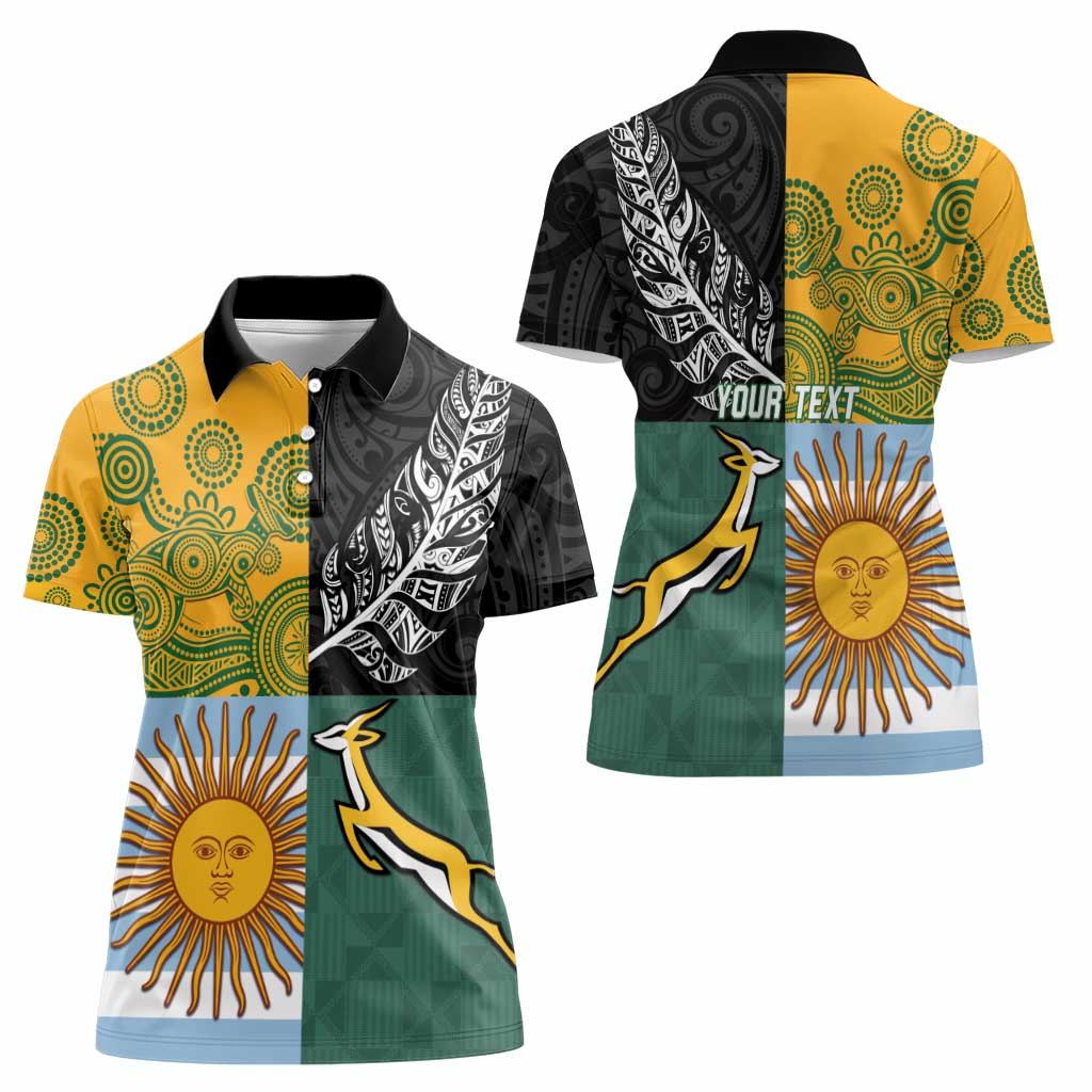 Personalised Rugby 2025 Championship Women Polo Shirt Combination of Southern Hemisphere Countries - Wonder Print Shop