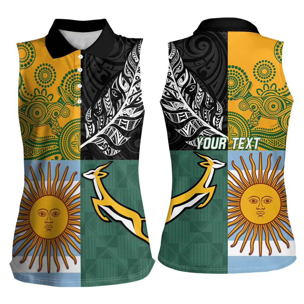 Personalised Rugby 2025 Championship Women Sleeveless Polo Shirt Combination of Southern Hemisphere Countries - Wonder Print Shop