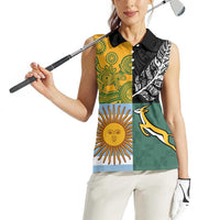 Personalised Rugby 2025 Championship Women Sleeveless Polo Shirt Combination of Southern Hemisphere Countries - Wonder Print Shop
