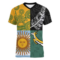 Personalised Rugby 2025 Championship Women V-Neck T-Shirt Combination of Southern Hemisphere Countries - Wonder Print Shop