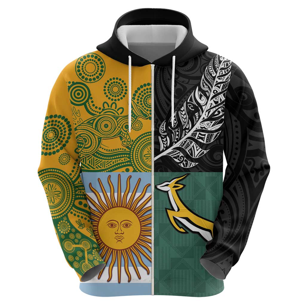 Personalised Rugby 2025 Championship Zip Hoodie Combination of Southern Hemisphere Countries - Wonder Print Shop