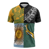 Personalised Rugby 2025 Championship Zipper Polo Shirt Combination of Southern Hemisphere Countries - Wonder Print Shop
